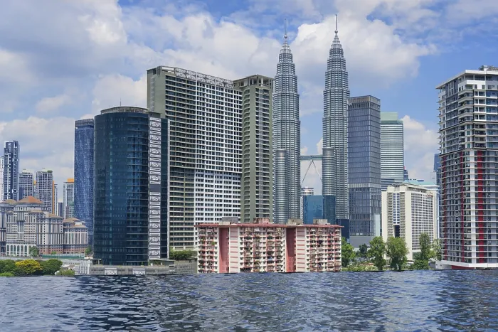Framed Print : Kuala Lumpur city skyline seen from an infinity pool Framed Print : Kuala Lumpur city skyline seen from an infinity pool