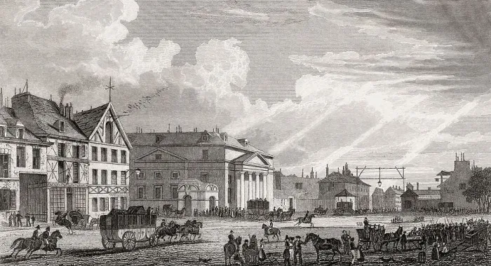 Framed Print : La barriere Saint-Denis, antique steel engraved print