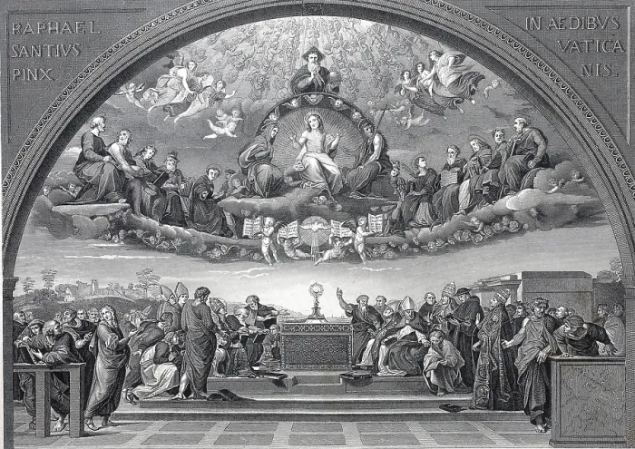 Framed Print : La Disputa, The Disputation of the Blessed Sacrament by Raphael Framed Print : La Disputa, The Disputation of the Blessed Sacrament by Raphael