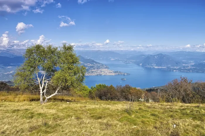 Framed Print : Lago Maggiore and Alps in Northern Italy from mountain Mottarone