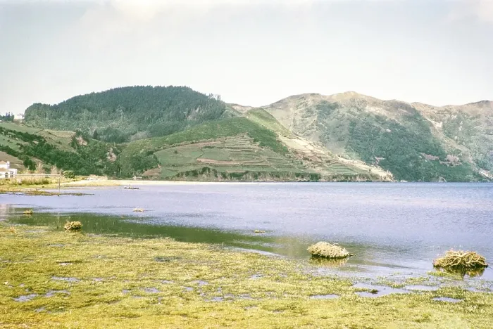 Framed Print : Lagoa Azul, blue lake, Lagoa das Sete Cidades, Sao Miguel Island, Azores, Portugal, April 1964, Europe