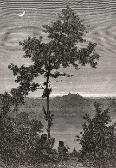 Framed Print : Lake Albano, the Papal Palace of Castel Gandolfo