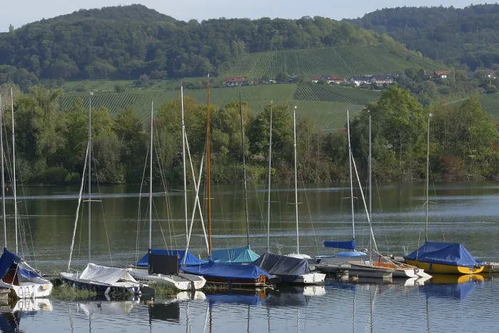 Framed Print : Lake Breitenau, wind turbine, wind power plant