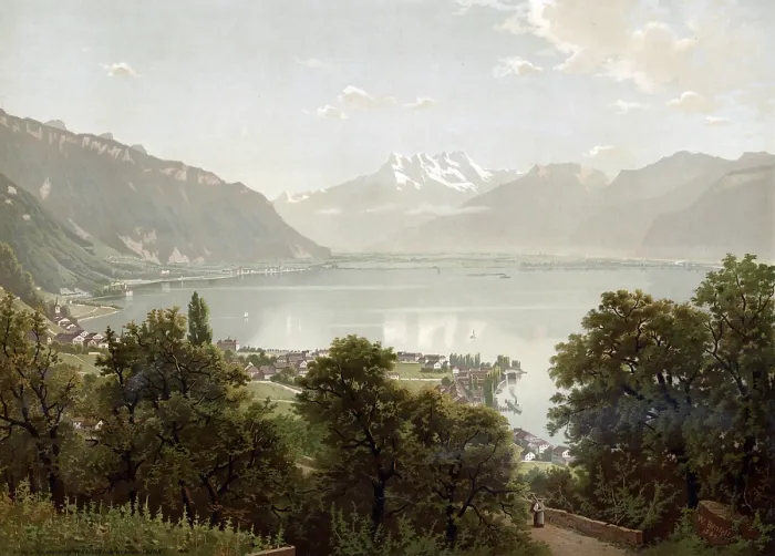 Framed Print : Lake Geneva in 1890, Switzerland