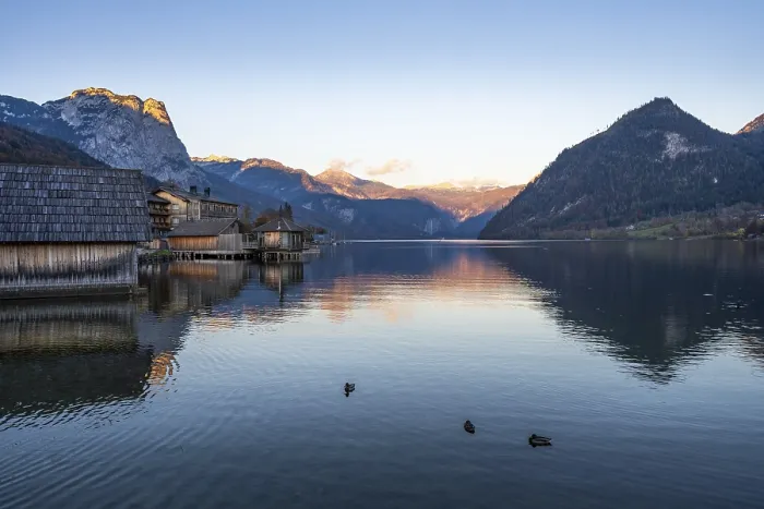 Framed Print : Lake Grundlsee in autumn at sunset Framed Print : Lake Grundlsee in autumn at sunset