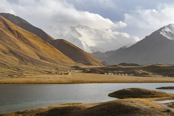 Framed Print : Lake, Lenin Peak, Pamir Mountains