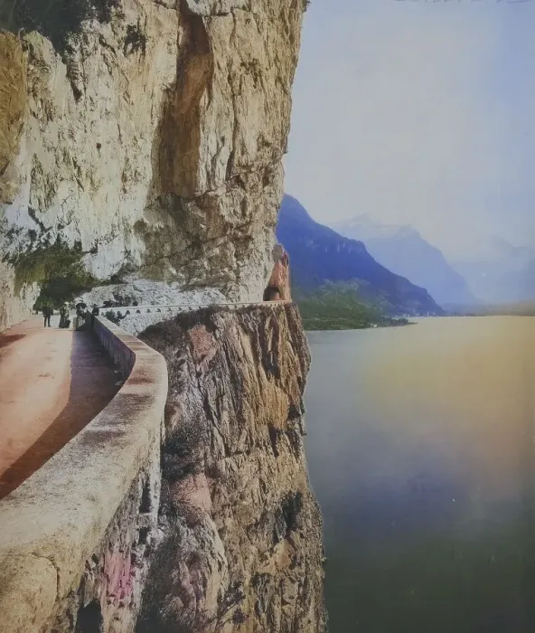Framed Print : Lake Lucerne, Axenstrasse, in 1890