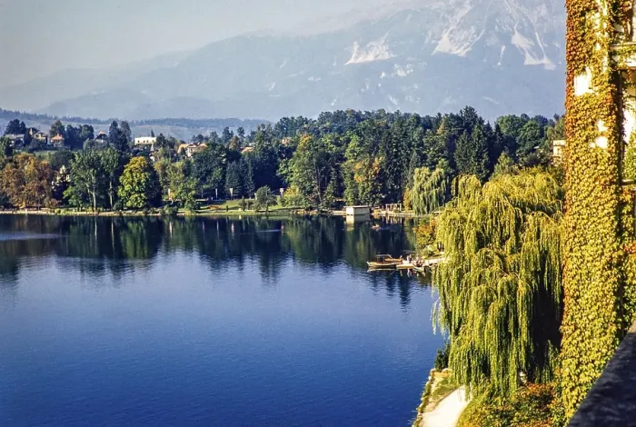 Framed Print : Lake and mountains of Julian Alps from Bled, former Yugoslavia, Europe 1959 Framed Print : Lake and mountains of Julian Alps from Bled, former Yugoslavia, Europe 1959