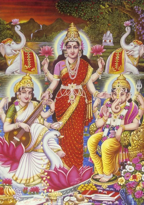 Framed Print : Lakshmi ganesh saraswati painting India, Asia Framed Print : Lakshmi ganesh saraswati painting India, Asia