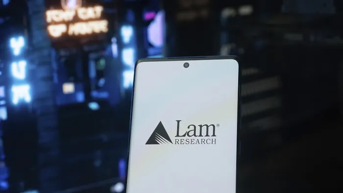 Framed Print : Lam Research logo on a phone with futuristic neon lights in the background Framed Print : Lam Research logo on a phone with futuristic neon lights in the background