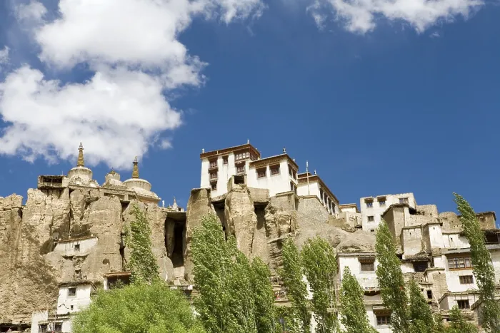 Framed Print : Lamayuru Buddhist Monastery rising above mass of eroded cliffs on Leh Kargil road