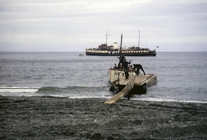Framed Print : Landing on Lundy Island, Bristol Channel, North Devon, England, UK September 1968