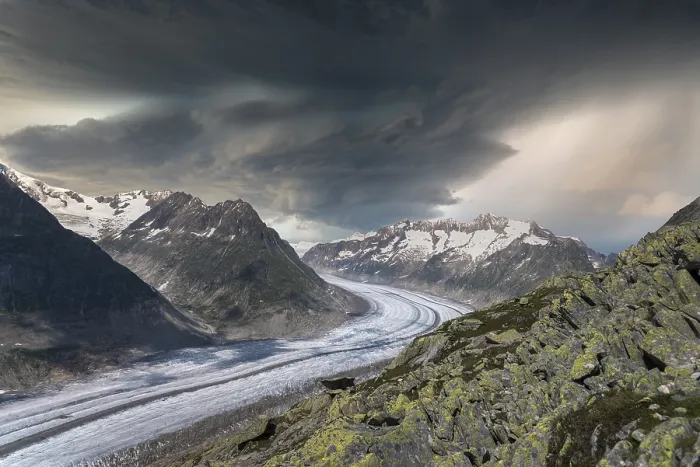 Framed Print : Landscape with the Aletsch Glacier World Heritage Site