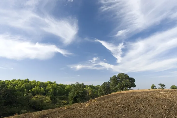 Framed Print : Landscape of brown earth and beautiful dark blue sky with white clouds at Chikhaldara Framed Print : Landscape of brown earth and beautiful dark blue sky with white clouds at Chikhaldara