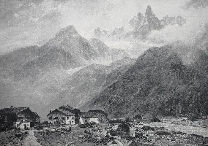 Framed Print : Landscape in the Chamonix Valley Framed Print : Landscape in the Chamonix Valley