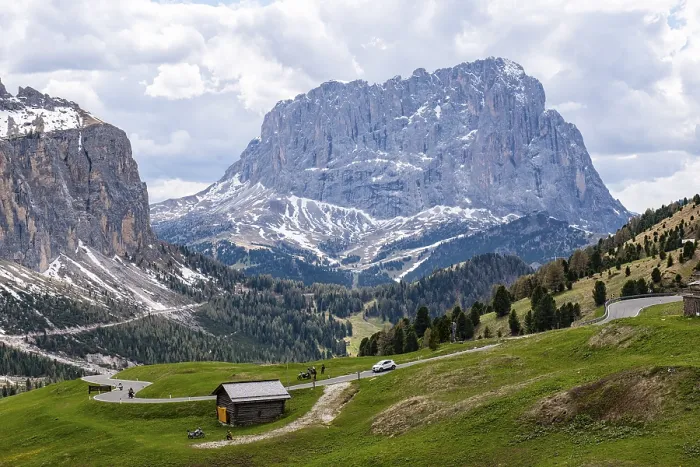 Framed Print : Landscape of Gardena Pass in the Dolomites