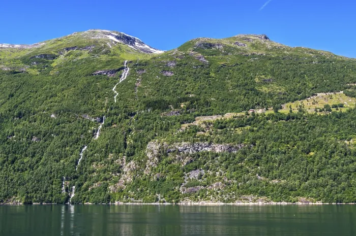 Framed Print : The landscape at the Geirangerfjord in summertime in Norway is beautiful