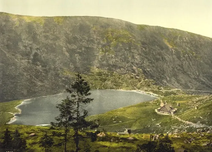 Framed Print : Landscape in the KrkonoTe Mountains with lake