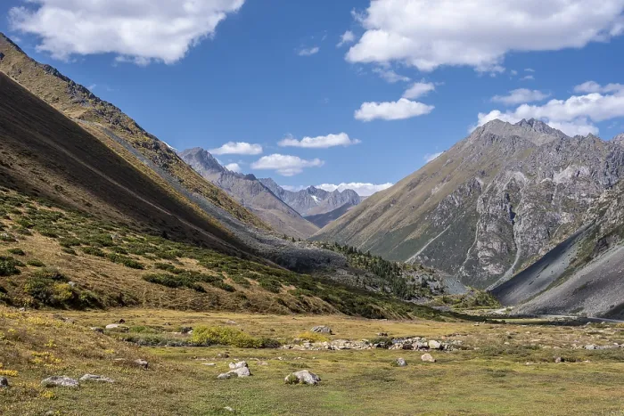 Framed Print : Landscape with mountains in the Tien Shan