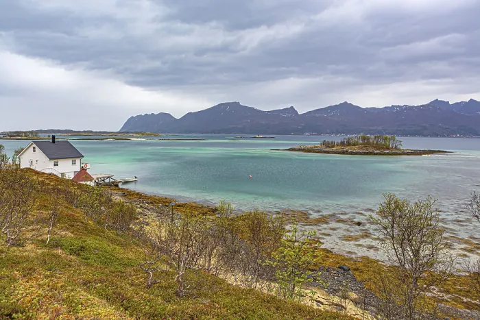 Framed Print : Landscape near Straumsnes on the island of Senja in Norway