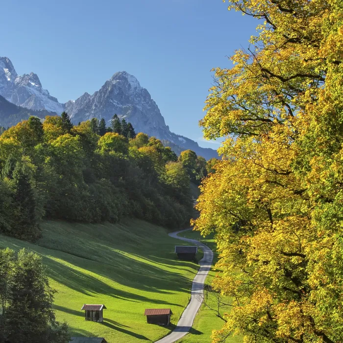 Framed Print : Landscape near Wamberg against Zugspitze (2962m) Framed Print : Landscape near Wamberg against Zugspitze (2962m)