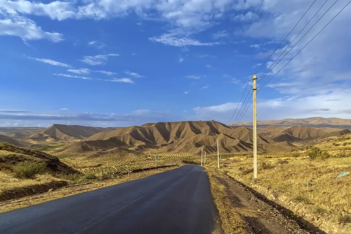 Framed Print : Landscape with a road in the mountains in Armenia Framed Print : Landscape with a road in the mountains in Armenia