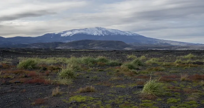 Framed Print : Landscape around snow-covered volcano Hekla
