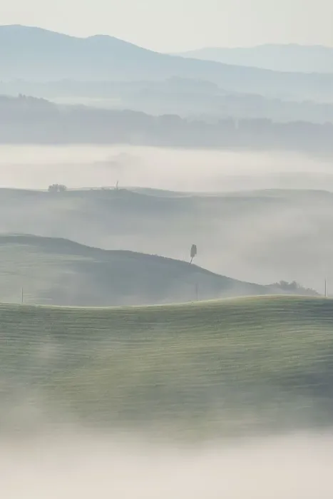 Framed Print : Landscape at sunrise around Volterra