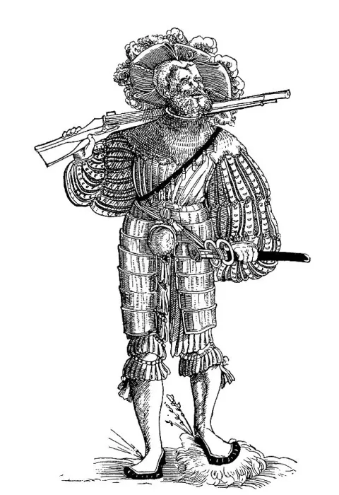 Framed Print : Landsknecht in Armour, Hook Gunner