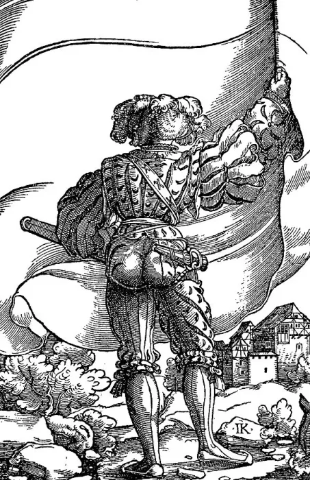 Framed Print : Landsknecht, Banner Bearer, c. 1520