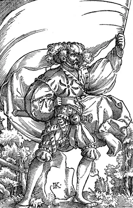 Framed Print : Landsknecht, Banner Bearer, c. 1520 Framed Print : Landsknecht, Banner Bearer, c. 1520