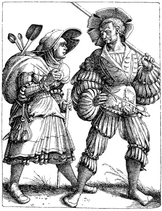 Framed Print : A Landsknecht, Foot Soldiers with his Wife Framed Print : A Landsknecht, Foot Soldiers with his Wife