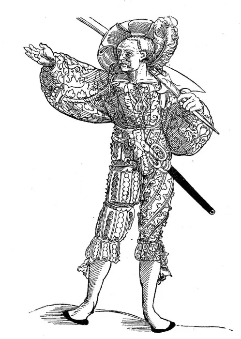 Framed Print : Landsknecht mit Hellebarde, also called Halbard