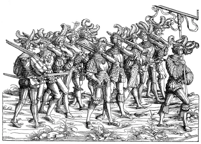 Framed Print : Landsknechte, Fusssoldaten mit Gewehren