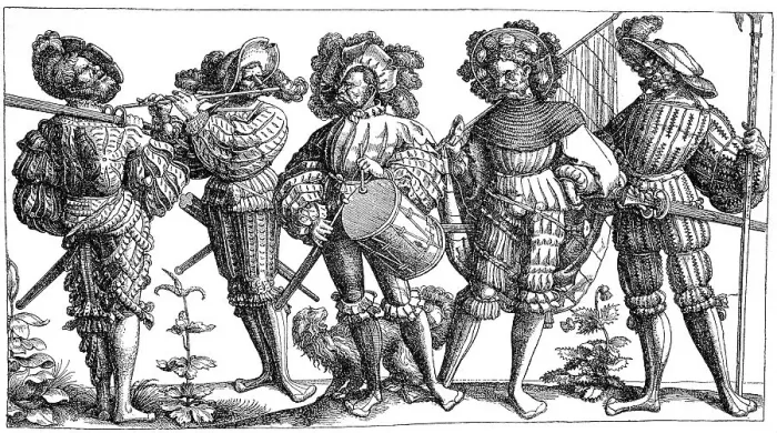 Framed Print : Landsknechte, Fusssoldaten mit Schwert