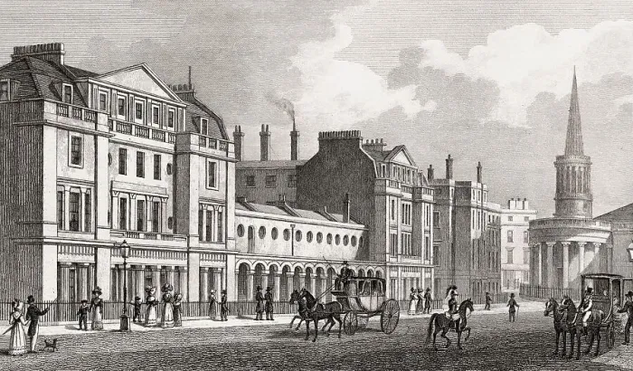 Framed Print : Langham Place, London, UK, illustration by Th Framed Print : Langham Place, London, UK, illustration by Th