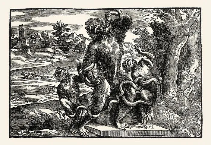 Framed Print : The Laocoon Group as Monkeys, 16th century Framed Print : The Laocoon Group as Monkeys, 16th century