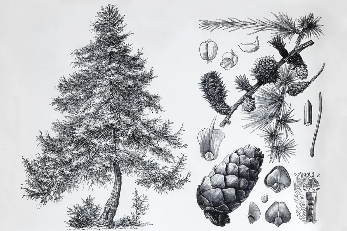 Framed Print : Larch (Larix europea), tree and cones Framed Print : Larch (Larix europea), tree and cones