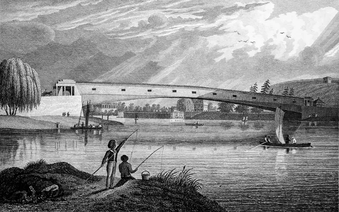 Framed Print : Large bridge over the Schuylkill River