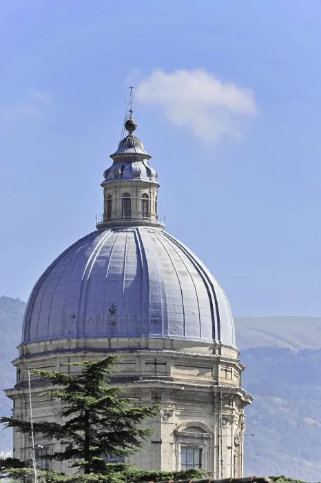 Framed Print : A large church dome stretches majestically over the surrounding landscape