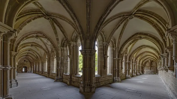 Framed Print : Large Gothic arcades, cloister of a former Cistercian abbey