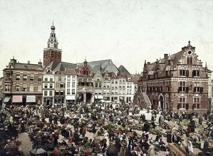 Framed Print : The large market in Nijmegen, Nijmegen Framed Print : The large market in Nijmegen, Nijmegen