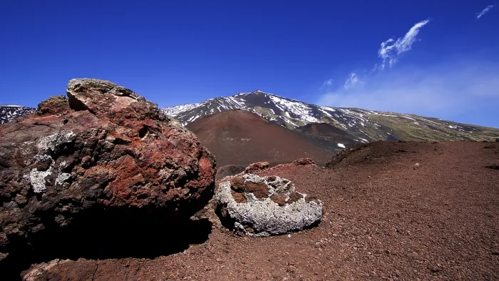 Framed Print : Large red lava boulder, red lava earth Framed Print : Large red lava boulder, red lava earth