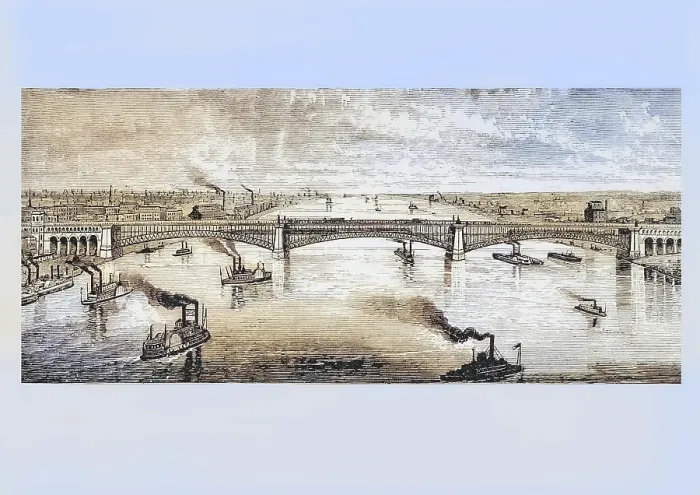 Framed Print : Large steel bridge over the Mississippi River in St