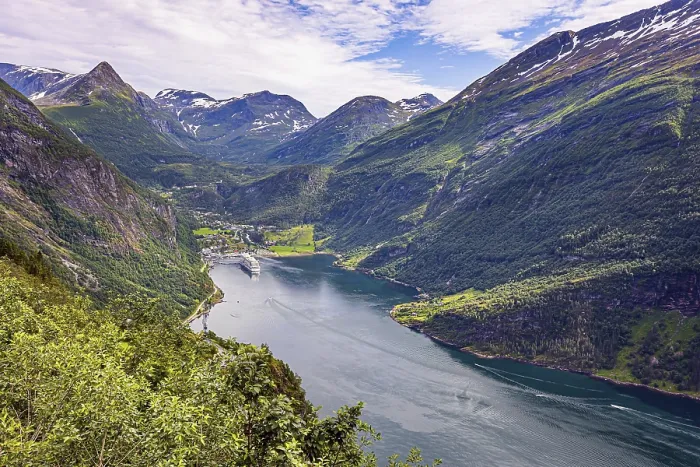Framed Print : The largest, most beautiful and famous Norwegian fjord Geiranger