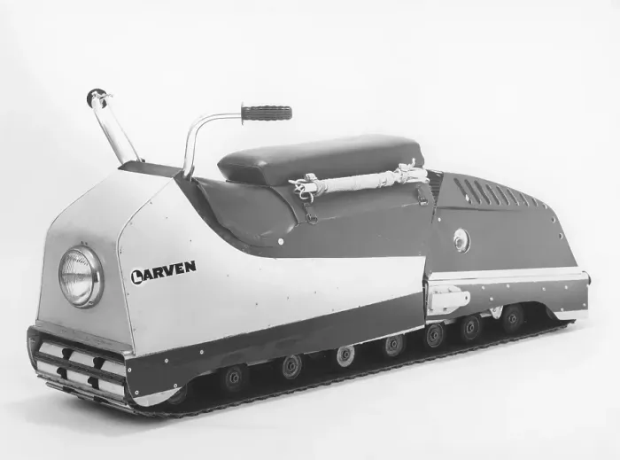 Framed Print : Larven (The caterpillar). A Swedish unconventional snowmobile that has now reached cult status