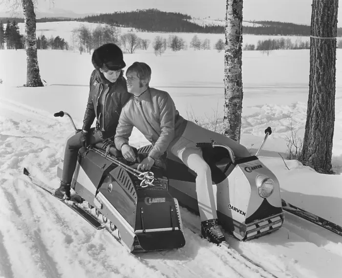 Framed Print : Larven (The caterpillar) A Swedish unconventional snowmobile that has now reached cult status