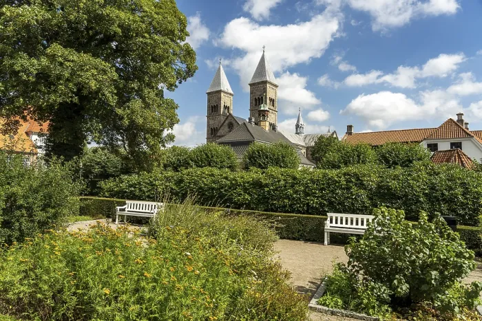 Framed Print : Latinerhaven Garden and Viborg Cathedral Framed Print : Latinerhaven Garden and Viborg Cathedral