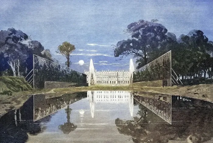 Framed Print : The Latona grounds with the central wing of Herrenwoerth Castle Framed Print : The Latona grounds with the central wing of Herrenwoerth Castle