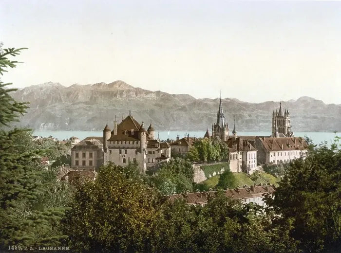 Framed Print : Lausanne, general view, with Savoy Alps Framed Print : Lausanne, general view, with Savoy Alps